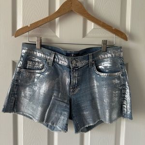 7 For All Mankind Silver Metallic denim shorts Size 28